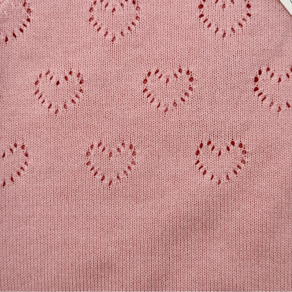 NWT BONTON Paris Baby Romper Rose Pink Heart Cotton Knit Size 3M - Picture 5 of 16